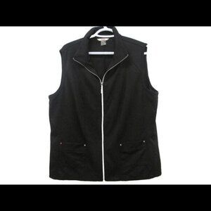 Alia Vest Womens Size Large Full Zip Black Knit With Pockets​